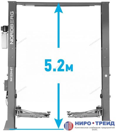 Подъемник двухстоечный 6 т Long, верхняя синхронизация, 380 В, серый N4122H1E-6G